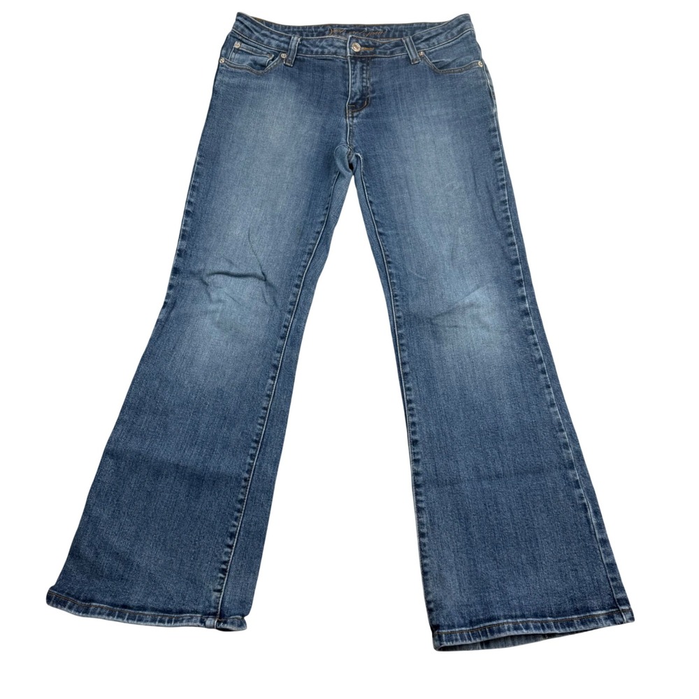 Wet Seal Jeans Womens 7 Short Blue Denim Bootcut Mid Rise Stretch 35110652